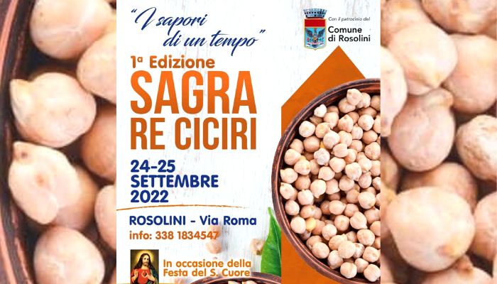 Sabato 24 e domenica 25 settembre la “1° edizione della Sagra re Ciciri”