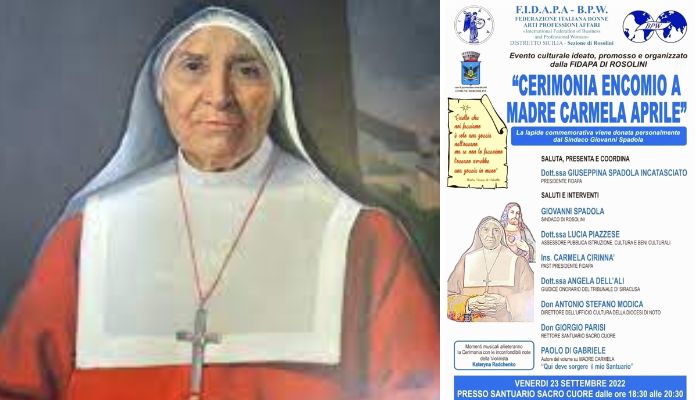 “Encomio a Madre Carmela Aprile”, venerdì una grande cerimonia organizzata dalla Fidapa