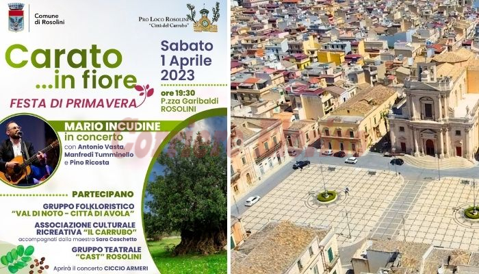 “Carato…in fiore”, sabato 1 aprile la prima grande festa di primavera con Mario Incudine