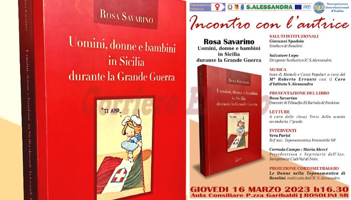 Giovedì 16 marzo in aula consiliare si presenta il libro della docente e storica Rosa Savarino