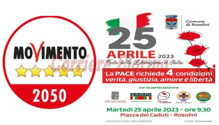 Anche il Movimento 5 Stelle-Coordinamento 2050 aderisce alla festa della liberazione promossa dall’ANPI