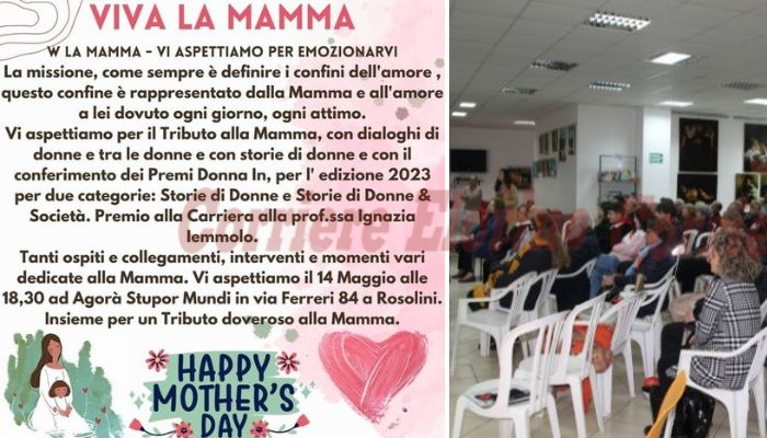 Domenica 14 maggio il “Tributo alla mamma” con riconoscimenti ad alcune donne di Rosolini