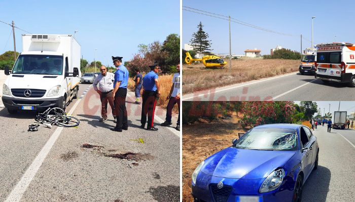 Incidente sulla litoranea di Marina di Marza, ciclista 40enne traportato con l’elisoccorso a Catania