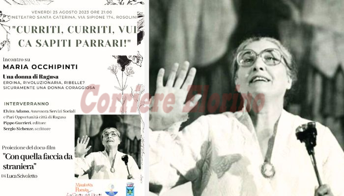 “Curriti, curriti, vui ca sapiti parrari”, venerdì a Rosolini una serata dedicata a Maria Occhipinti