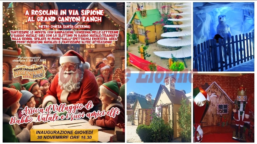 “Il villaggio di Babbo Natale”, giovedì alle 16.30 l’inaugurazione al “Gran Canyon Ranch Runza Park”
