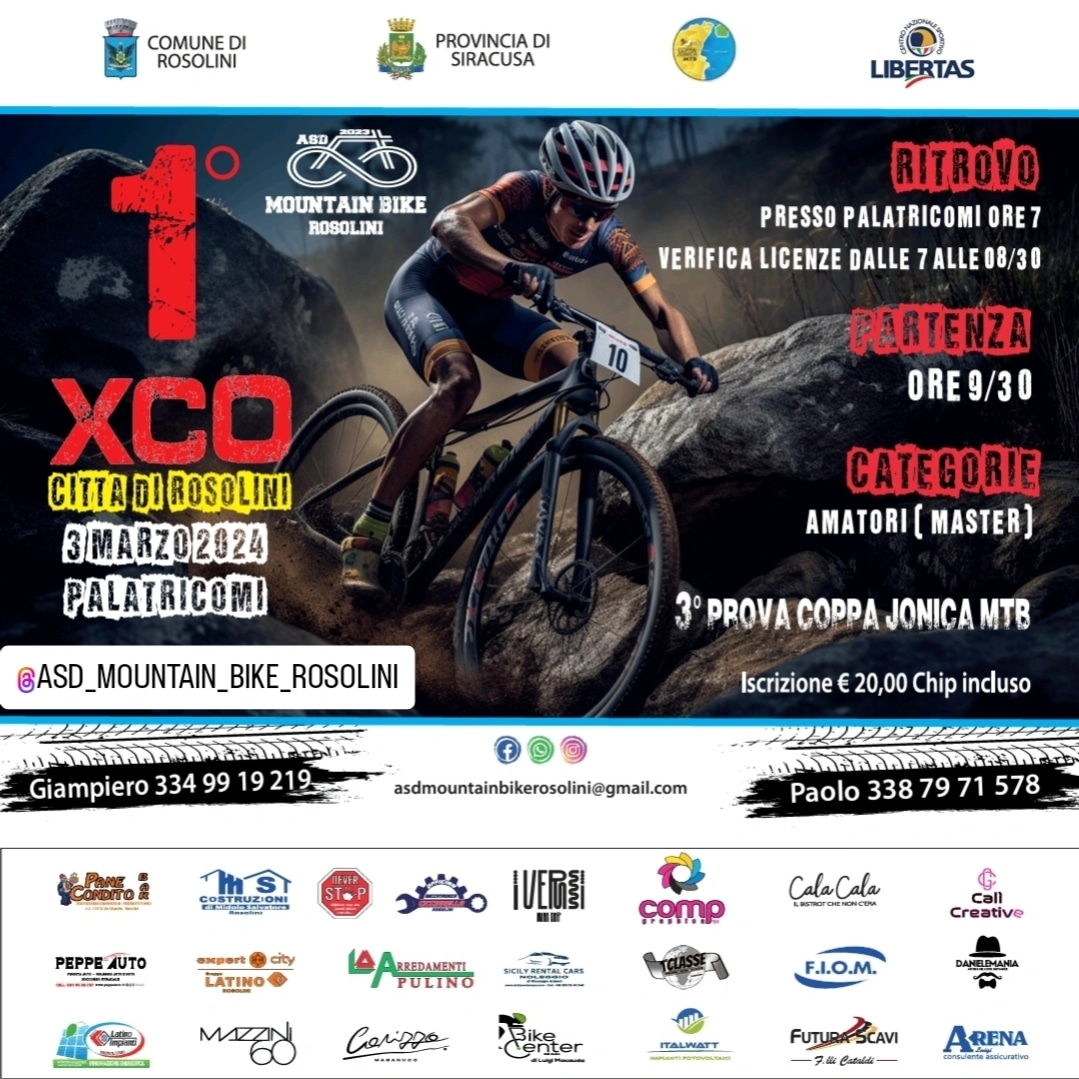 Domenica 3 marzo a Rosolini la prima XCO di Mountain Bike