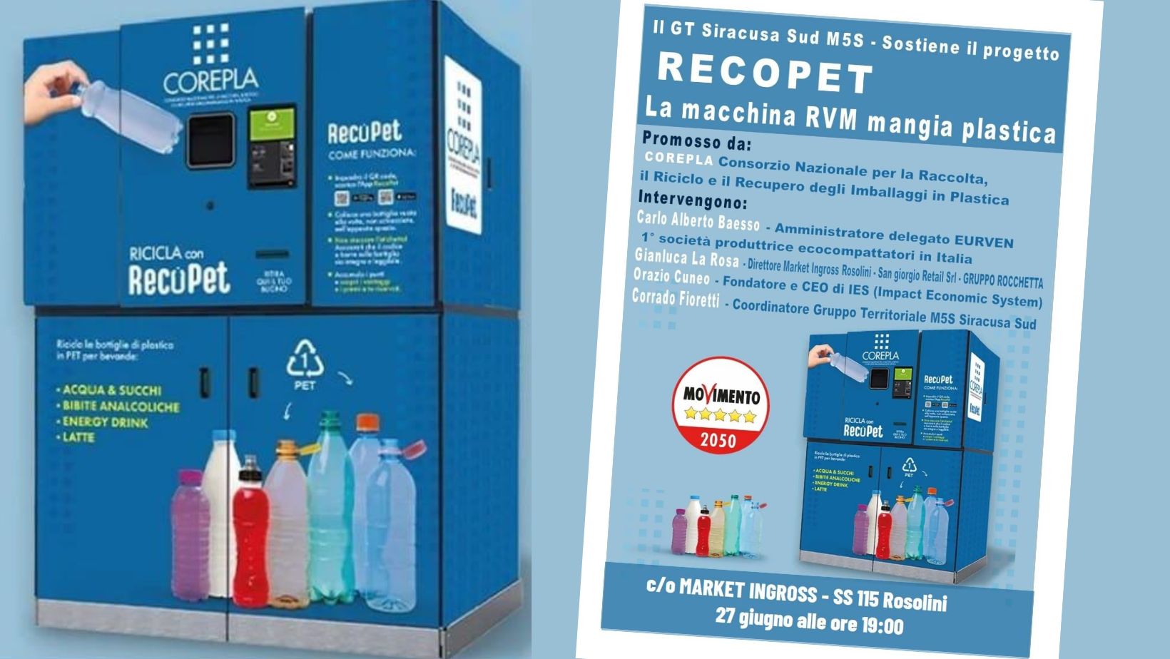Rosolini, domani l’inaugurazione della macchina mangiaplastica “Recopet” Rosolini, domani l’inaugurazione della macchina mangiaplastica “Recopet”