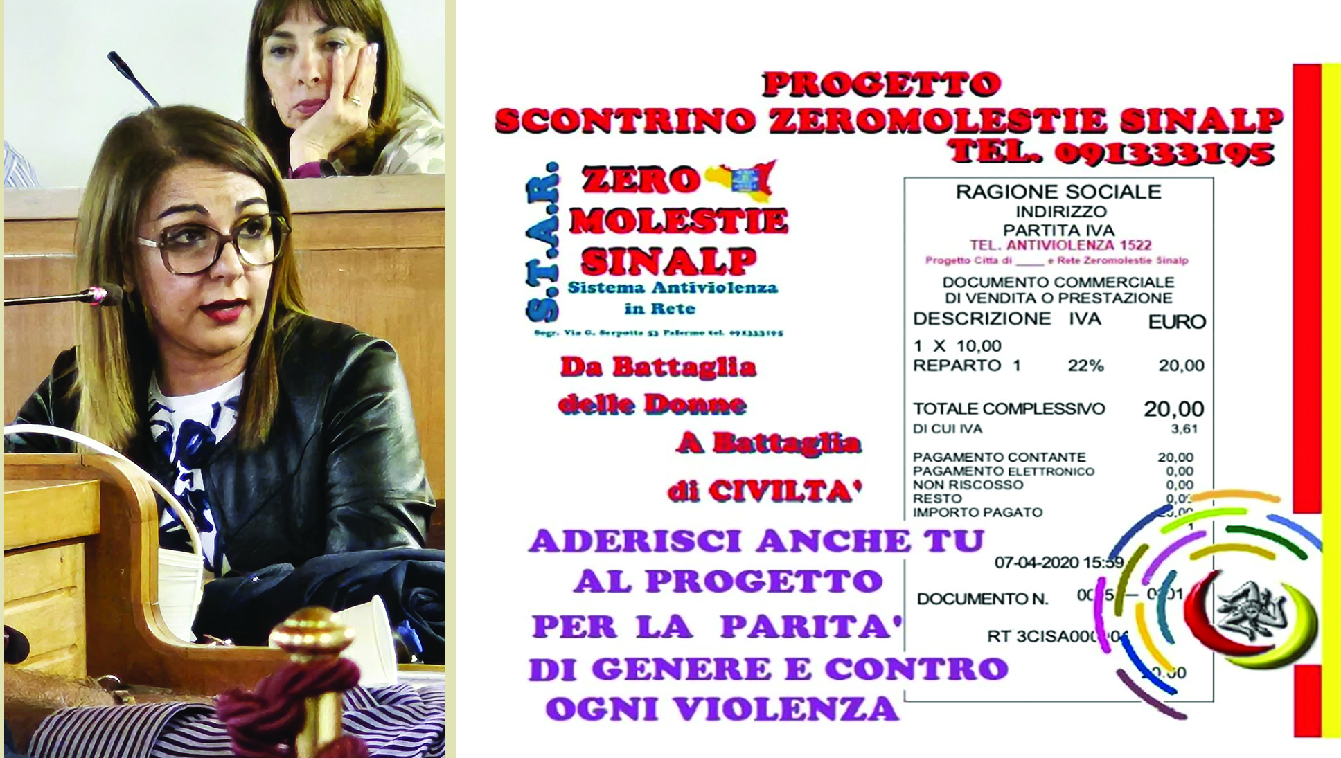 Iniziativa contro la Violenza di Genere, il Comune di Rosolini aderisce al progetto “Scontrino Zeromolestie Sinalp” Iniziativa contro la Violenza di Genere, il Comune di Rosolini aderisce al progetto “Scontrino Zeromolestie Sinalp”