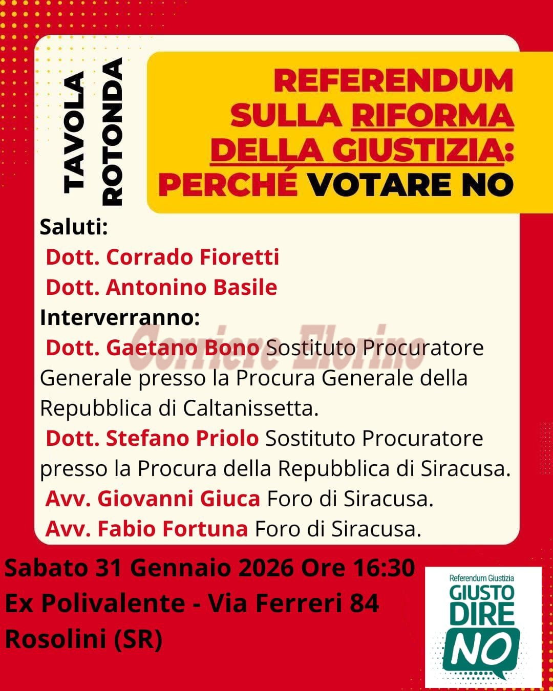 Giustizia sotto esame: a Rosolini una tavola rotonda sul referendum. “Perché votare No” Giustizia sotto esame: a Rosolini una tavola rotonda sul referendum. “Perché votare No”