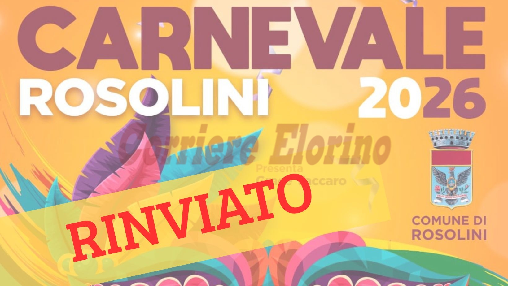 Rinviato il Carnevale di Rosolini: a causa del maltempo si svolgerà la prossima settimana