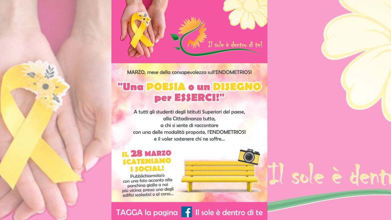 Giornata dell’Endometriosi, a Rosolini cittadini e studenti invitati a condividere poesie e disegni accanto alle panchine gialle