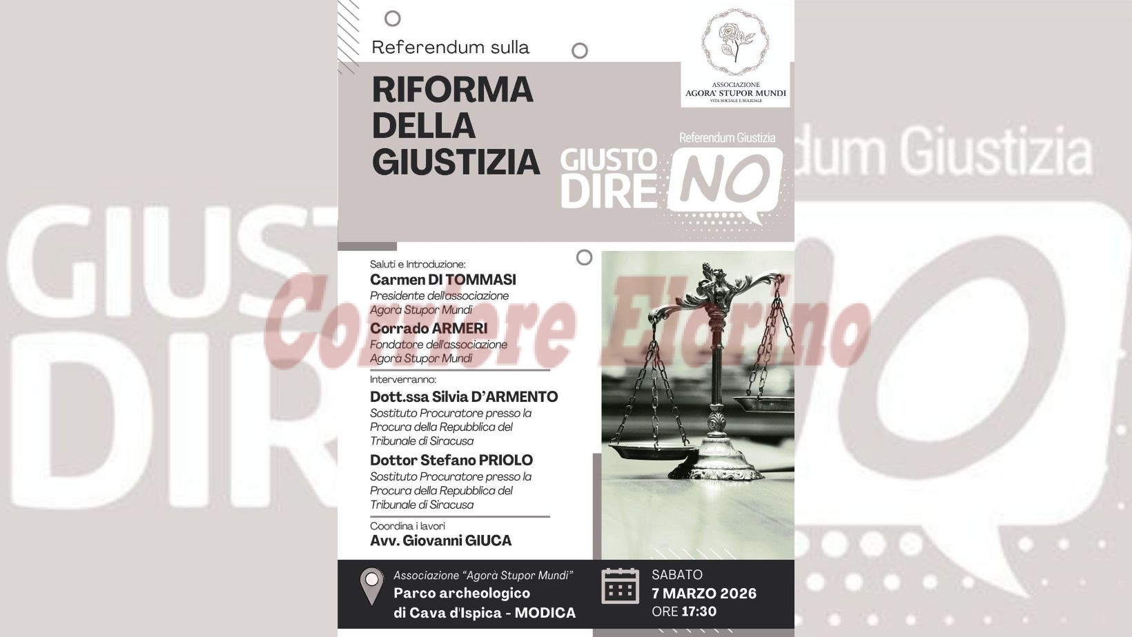 Riforma della Giustizia: a Modica un incontro sulle ragioni del No al Referendum Riforma della Giustizia: a Modica un incontro sulle ragioni del No al Referendum