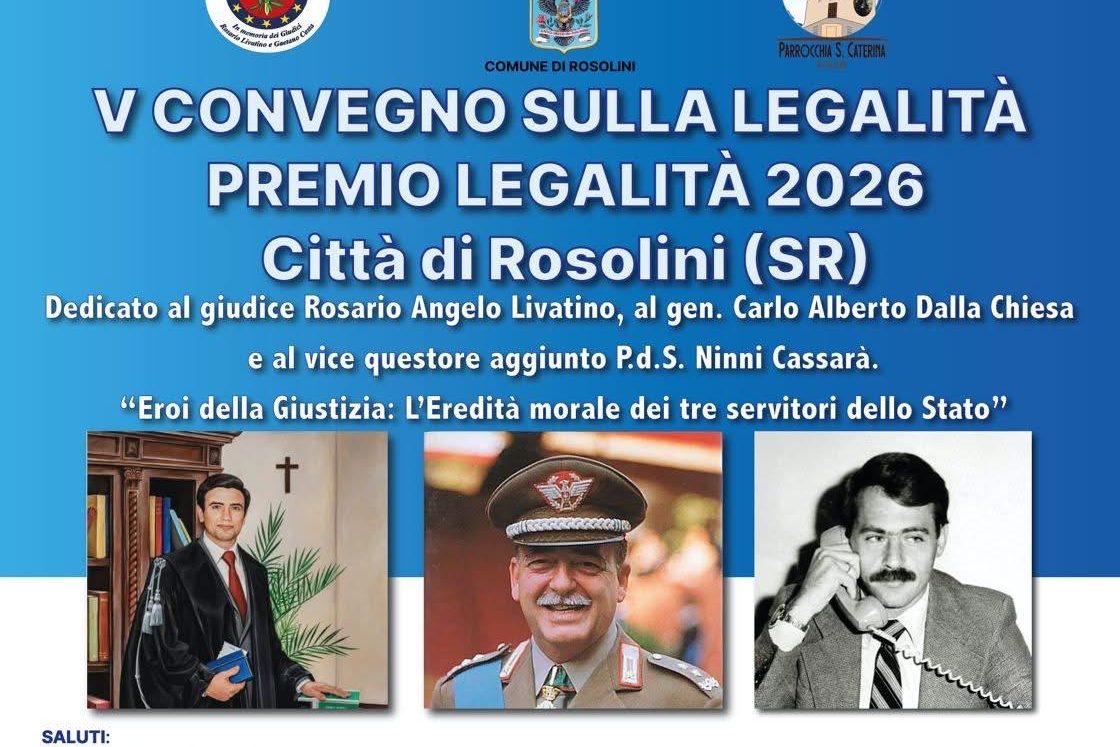 Premio legalità 2026, venerdì 8  maggio nella Chiesa di Santa Caterina il convegno sulla Legalità a cura dell’associazione “Giustizia e Pace”